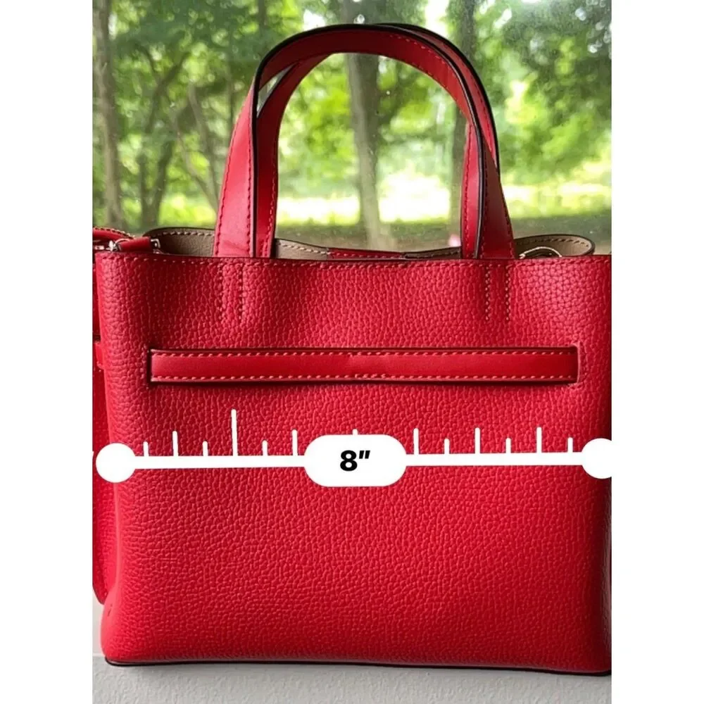 Michael Kors Emilia Small Pebbled Leather Satchel in bright red